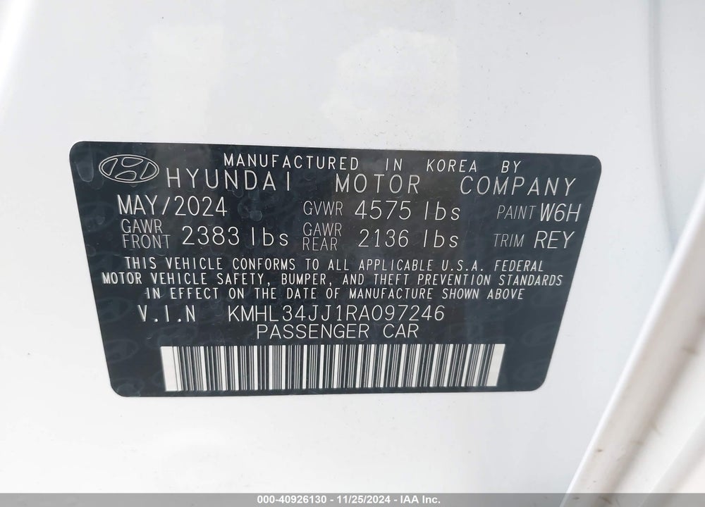 2024 HYUNDAI SONATA HYBRID VIN: KMHL34JJ1RA097246