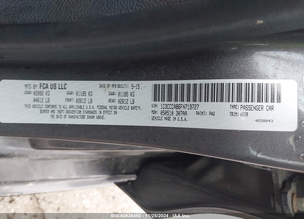 2015 CHRYSLER 200 LIMITED VIN: 1C3CCCAB6FN719727