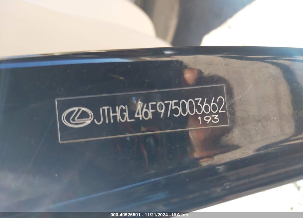2007 LEXUS LS 460 L VIN: JTHGL46F975003662