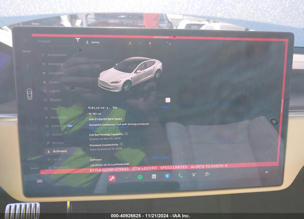 2022 TESLA MODEL S DUAL MOTOR ALL-WHEEL DRIVE VIN: 5YJSA1E51NF479943