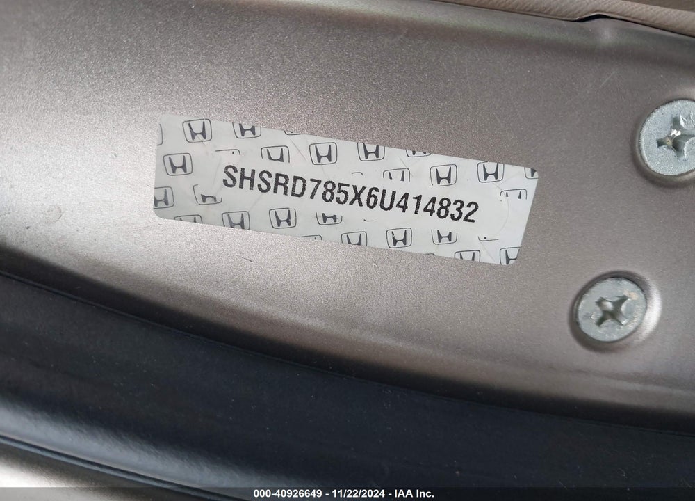 2006 HONDA CR-V LX VIN: SHSRD785X6U414832