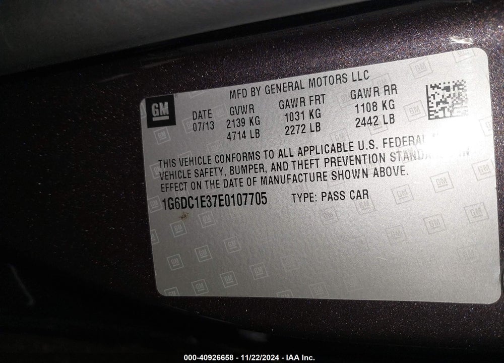 2014 CADILLAC CTS PERFORMANCE VIN: 1G6DC1E37E0107705