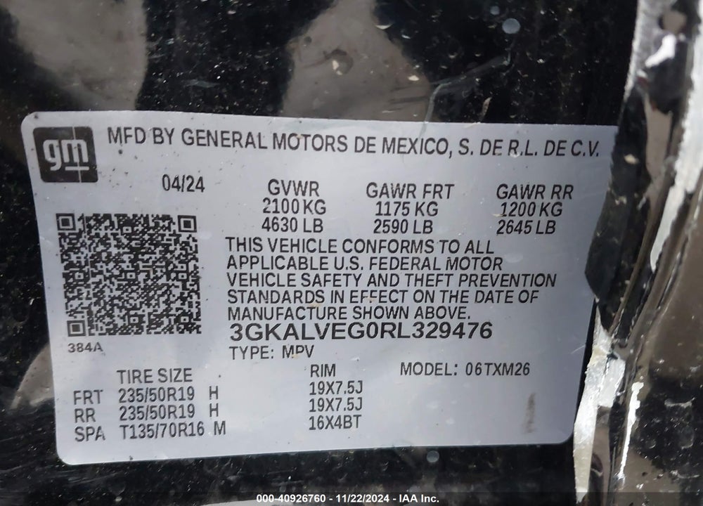 2024 GMC TERRAIN AWD SLT VIN: 3GKALVEG0RL329476
