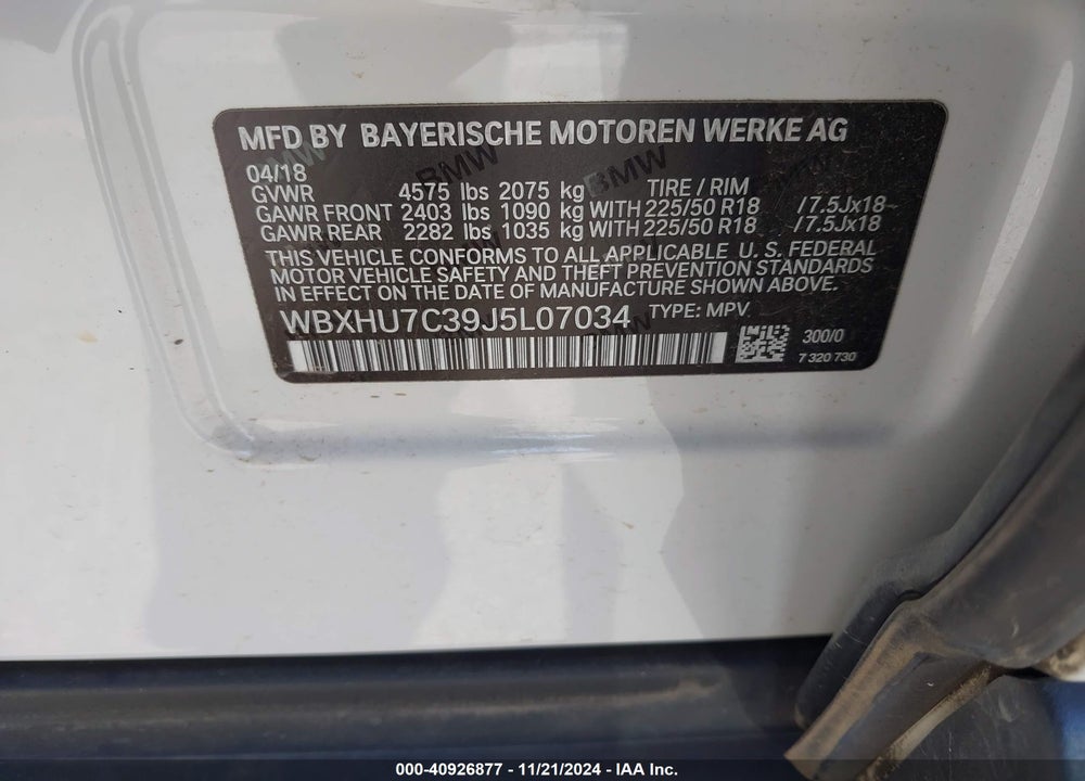 2018 BMW X1 SDRIVE28I VIN: WBXHU7C39J5L07034