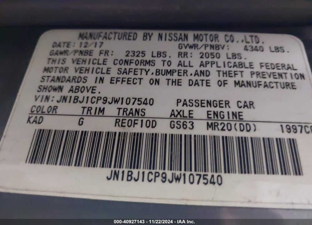 2018 NISSAN ROGUE SPORT S VIN: JN1BJ1CP9JW107540