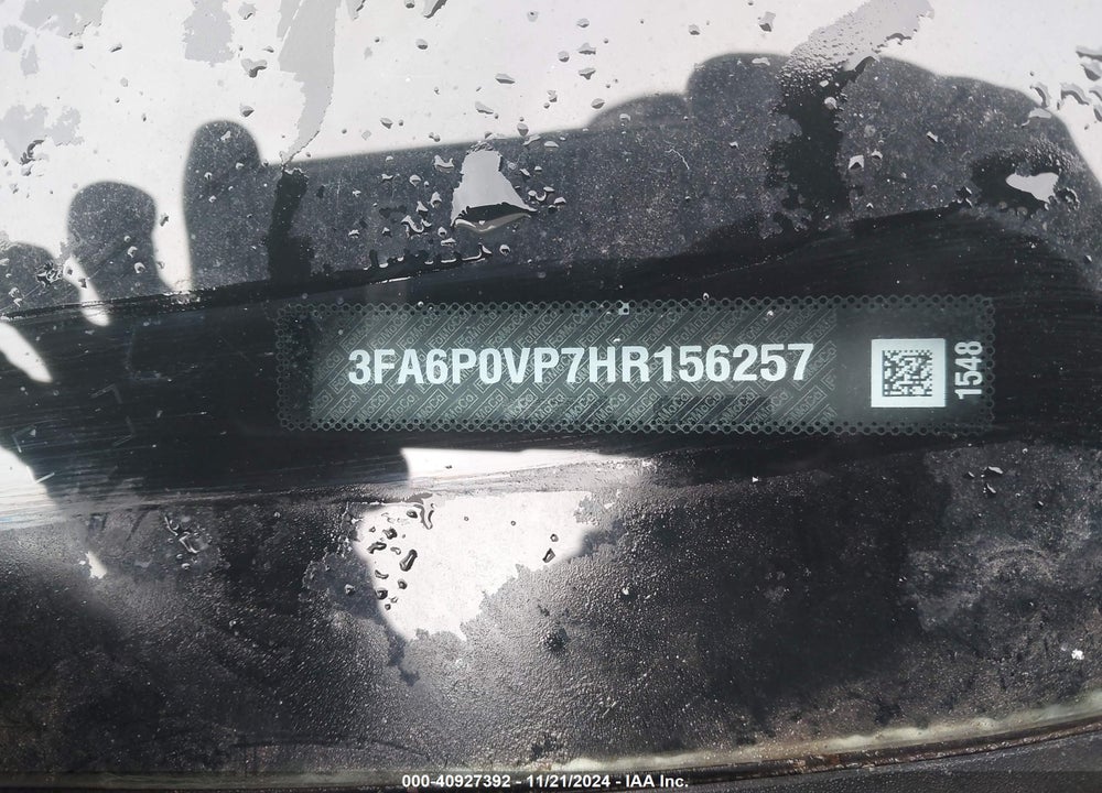 2017 FORD FUSION VIN: 3FA6P0VP7HR156257