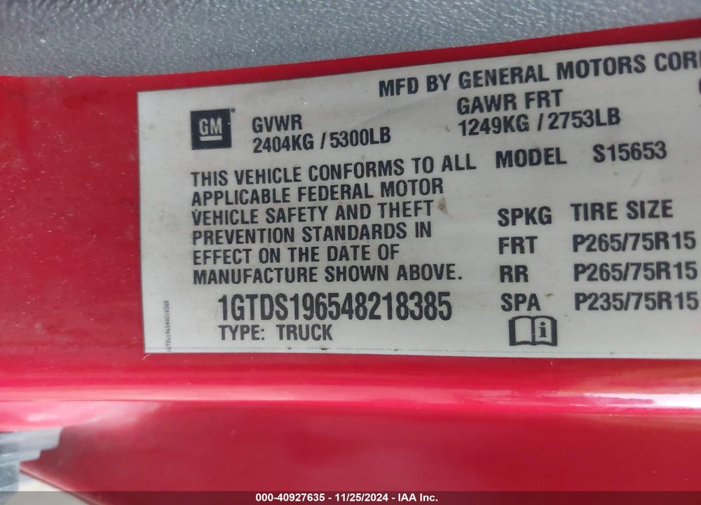 2004 GMC CANYON SLE VIN: 1GTDS196548218385