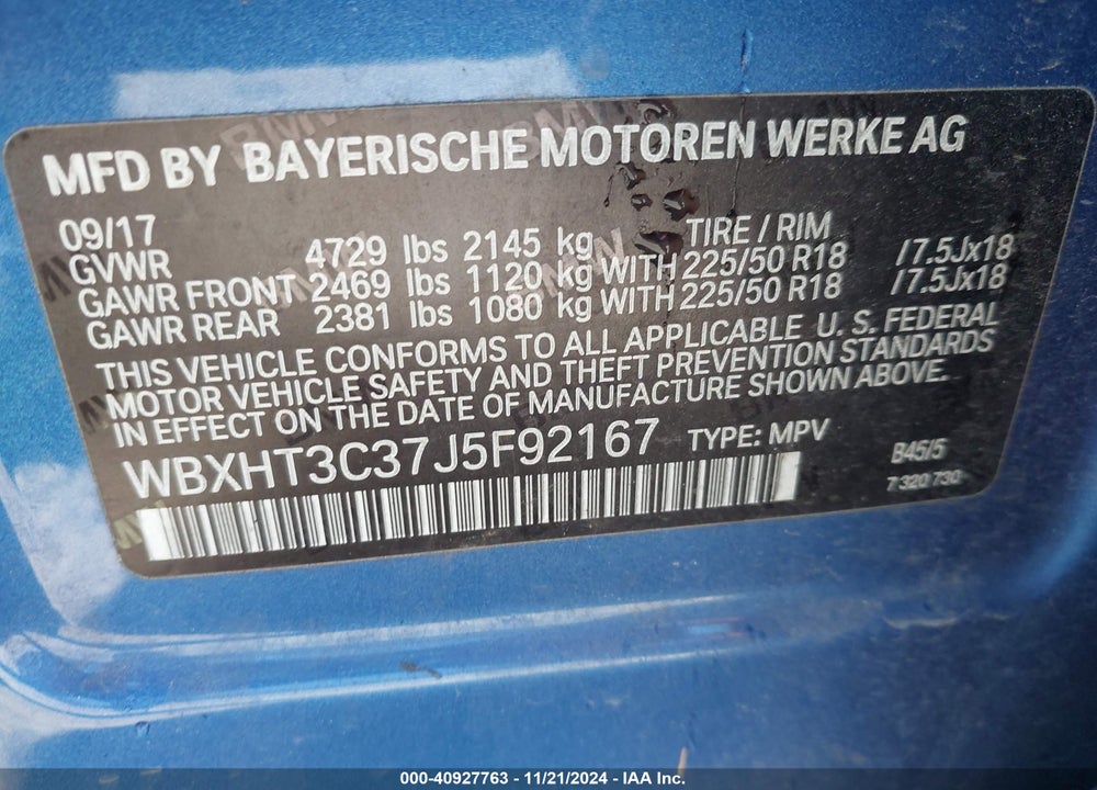 2018 BMW X1 XDRIVE28I VIN: WBXHT3C37J5F92167