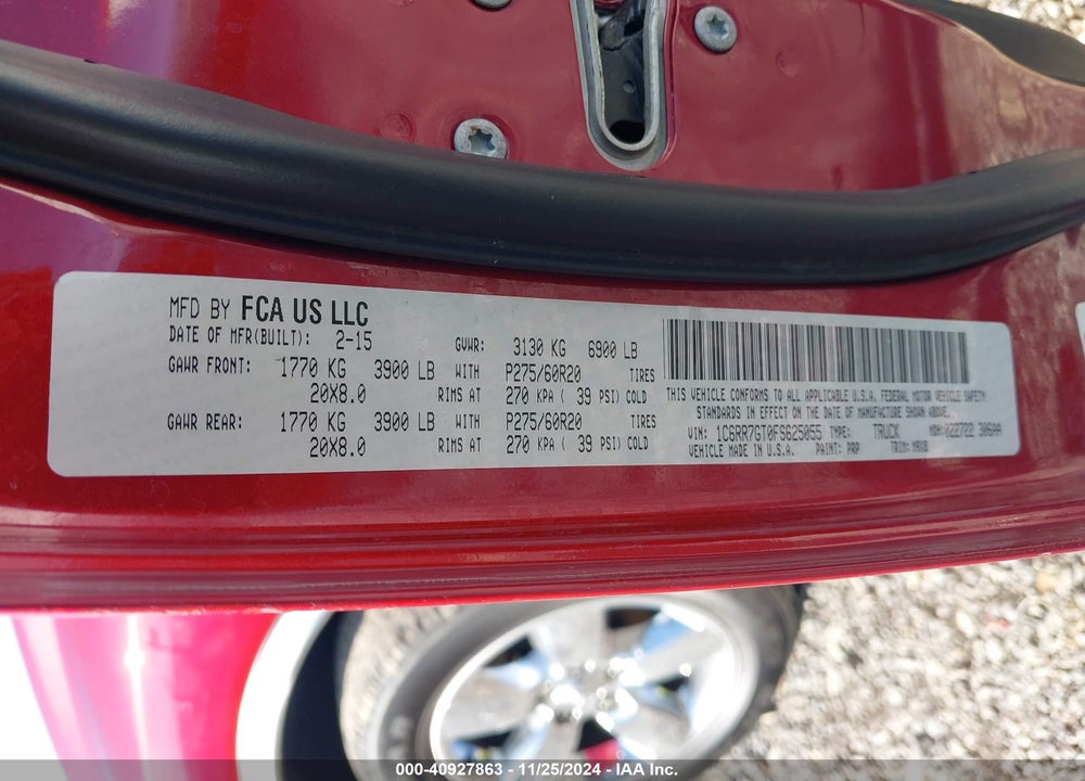 2015 RAM 1500 VIN: 1C6RR7GT0FS625055