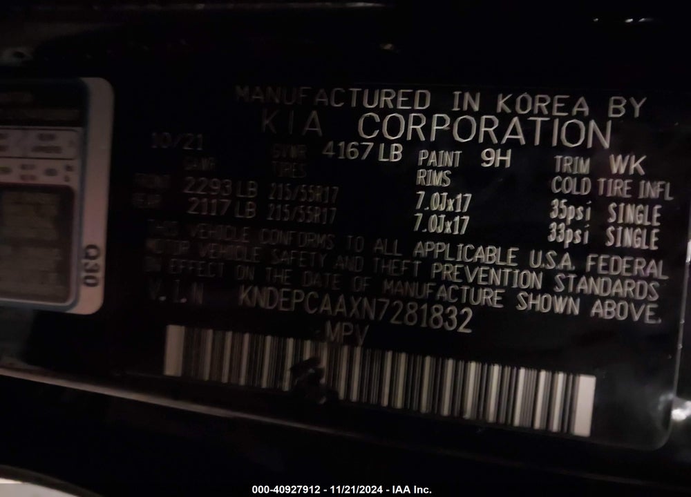 2022 KIA SELTOS LX VIN: KNDEPCAAXN7281832