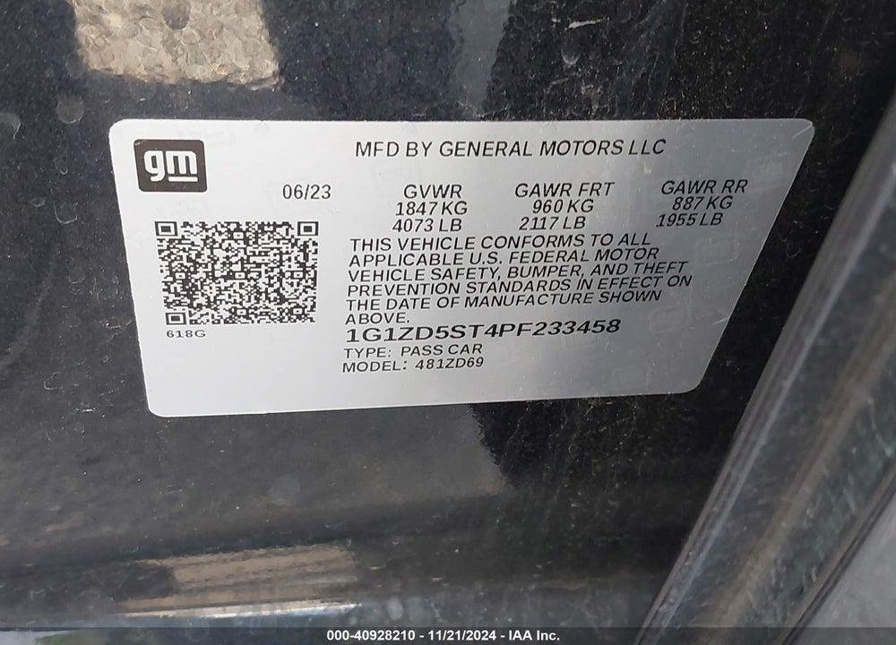 2023 CHEVROLET MALIBU FWD 1LT VIN: 1G1ZD5ST4PF233458