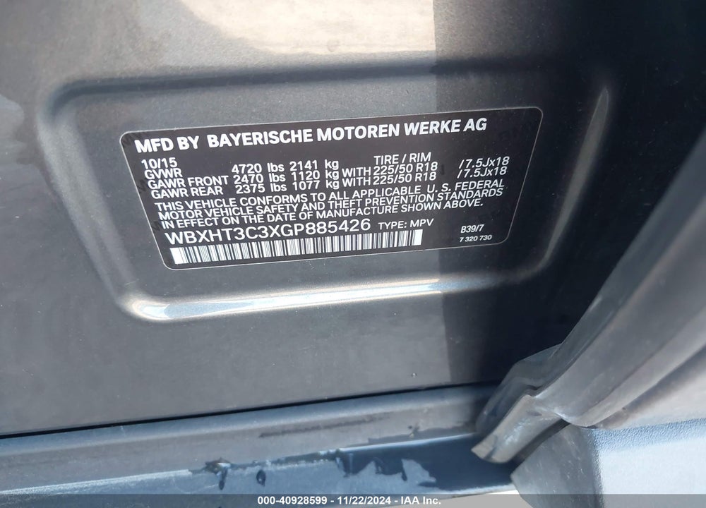 2016 BMW X1 XDRIVE28I VIN: WBXHT3C3XGP885426
