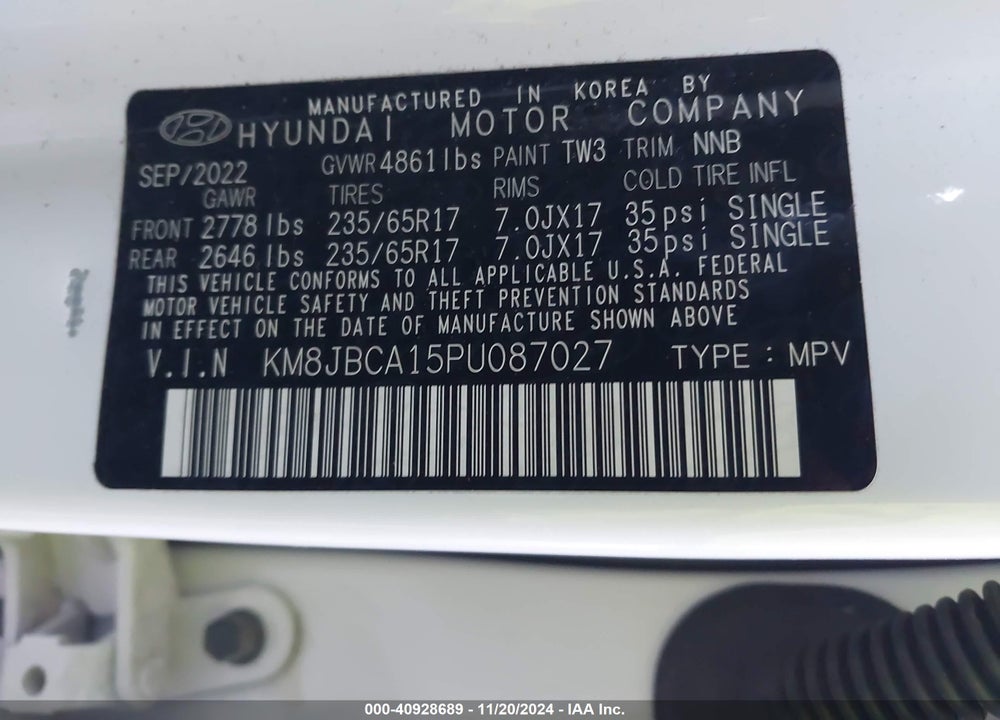 2023 HYUNDAI TUCSON HYBRID BLUE VIN: KM8JBCA15PU087027