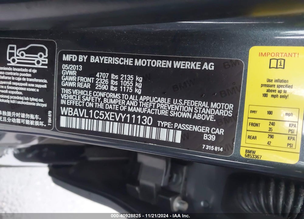 2014 BMW X1 XDRIVE28I VIN: WBAVL1C5XEVY11130