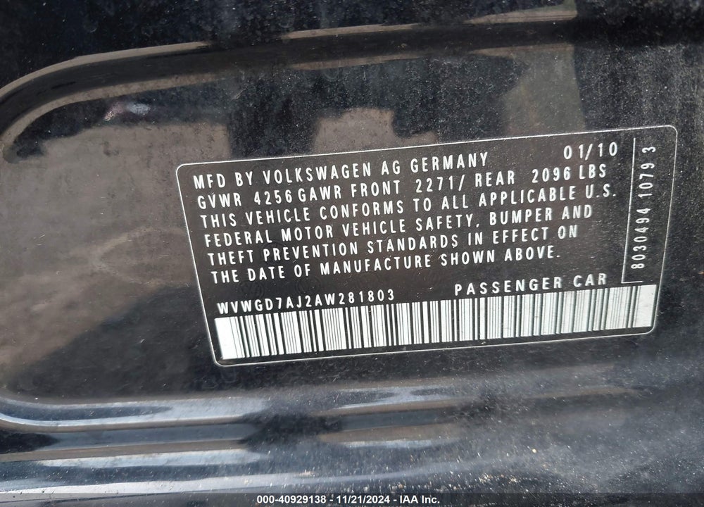 2012 VOLKSWAGEN PASSAT 2.5L S VIN: 1VWAP7A35CC026563