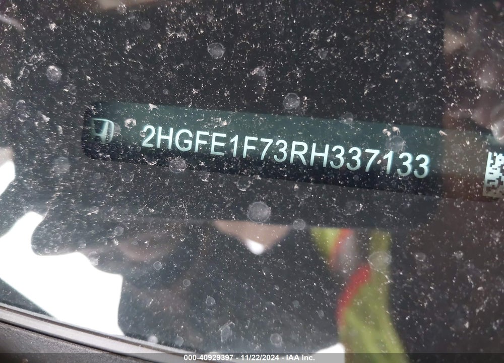 2024 HONDA CIVIC EX VIN: 2HGFE1F73RH337133