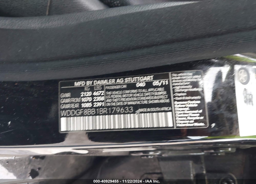 2011 MERCEDES-BENZ C 300 LUXURY 4MATIC/SPORT 4MATIC VIN: WDDGF8BB1BR179633