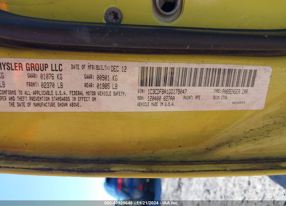 2013 DODGE DART RALLYE VIN: 1C3CDFBA1DD179047