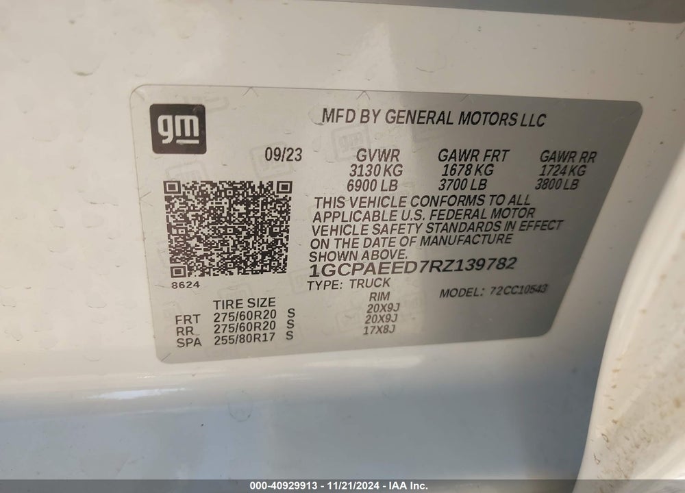 2024 CHEVROLET SILVERADO 1500 2WD SHORT BED LTZ VIN: 1GCPAEED7RZ139782