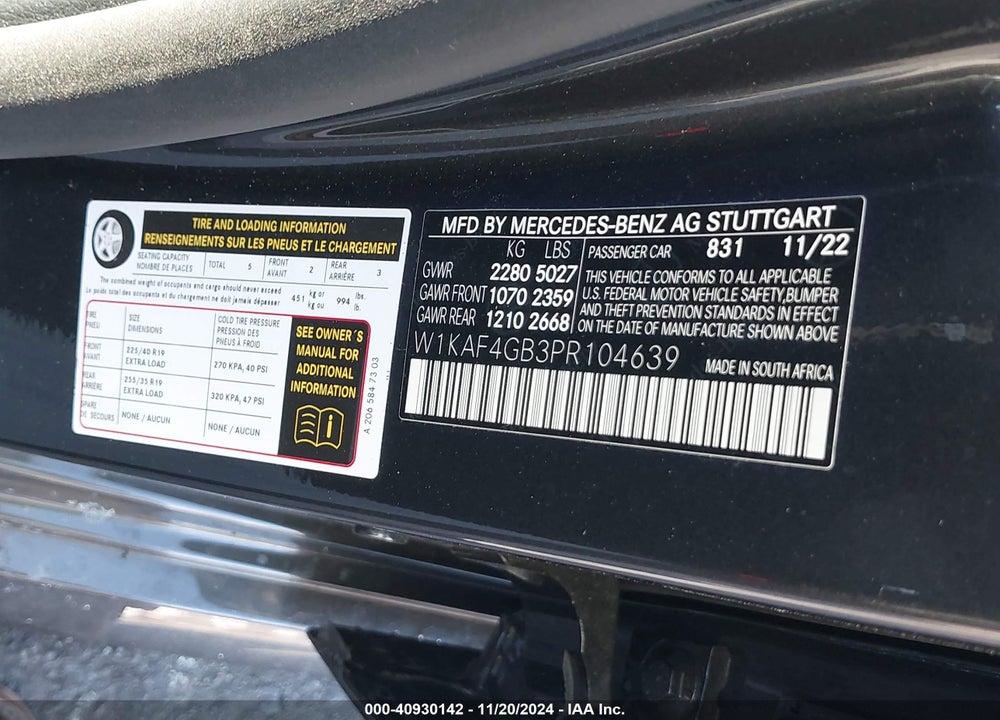 2023 MERCEDES-BENZ C 300 SEDAN VIN: W1KAF4GB3PR104639