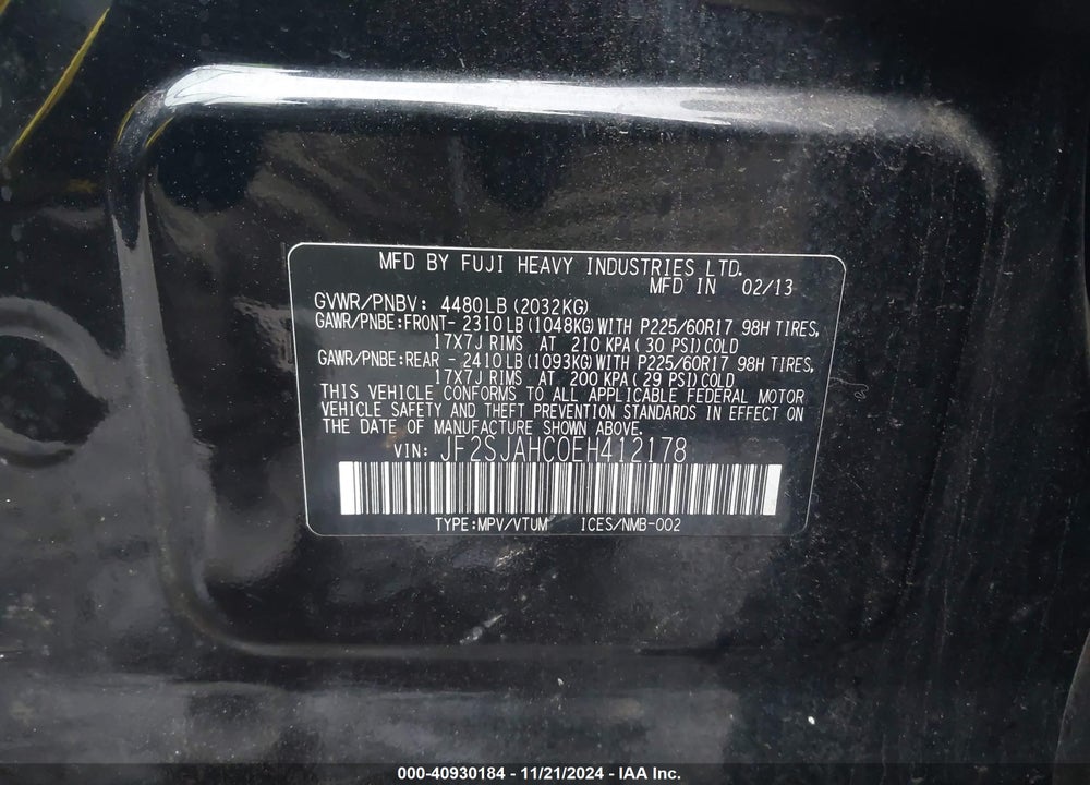 2014 SUBARU FORESTER 2.5I LIMITED VIN: JF2SJAHC0EH412178