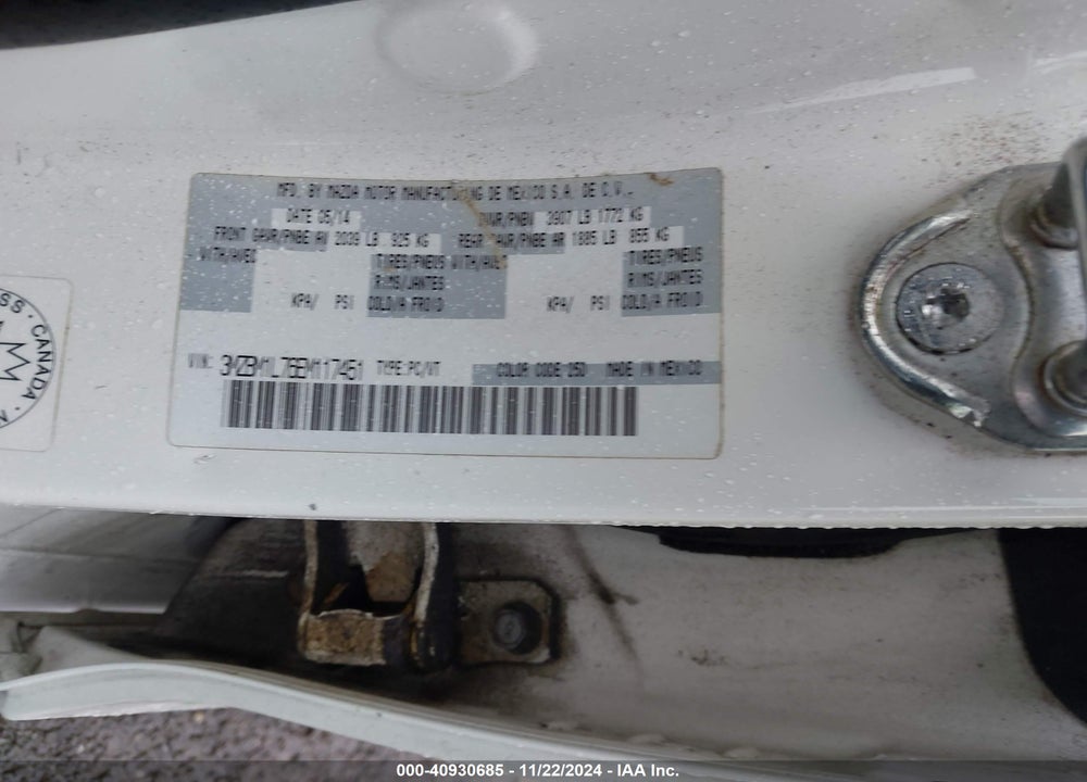 2014 MAZDA 3 I TOURING VIN: 3MZBM1L76EM117451