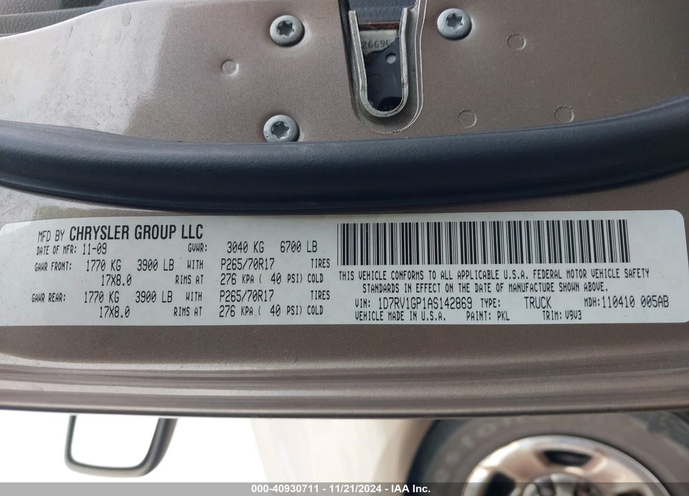 2010 DODGE RAM 1500 ST VIN: 1D7RV1GP1AS142869