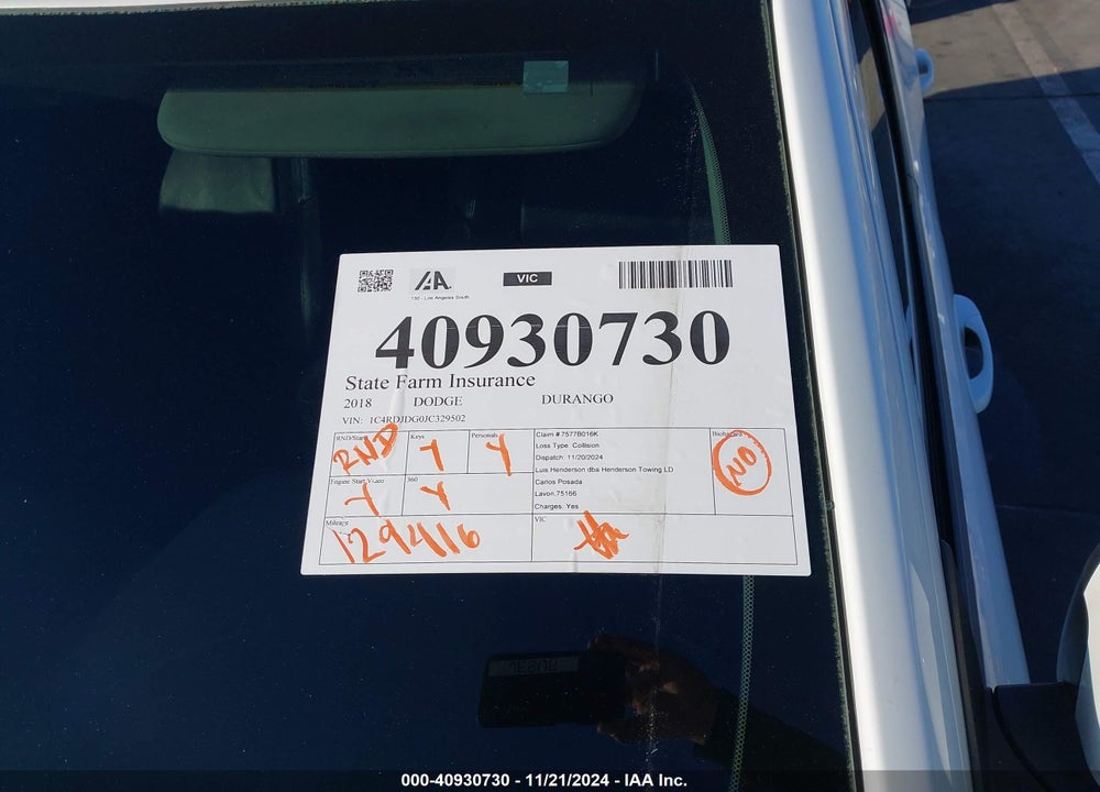 2018 DODGE DURANGO GT AWD VIN: 1C4RDJDG0JC329502