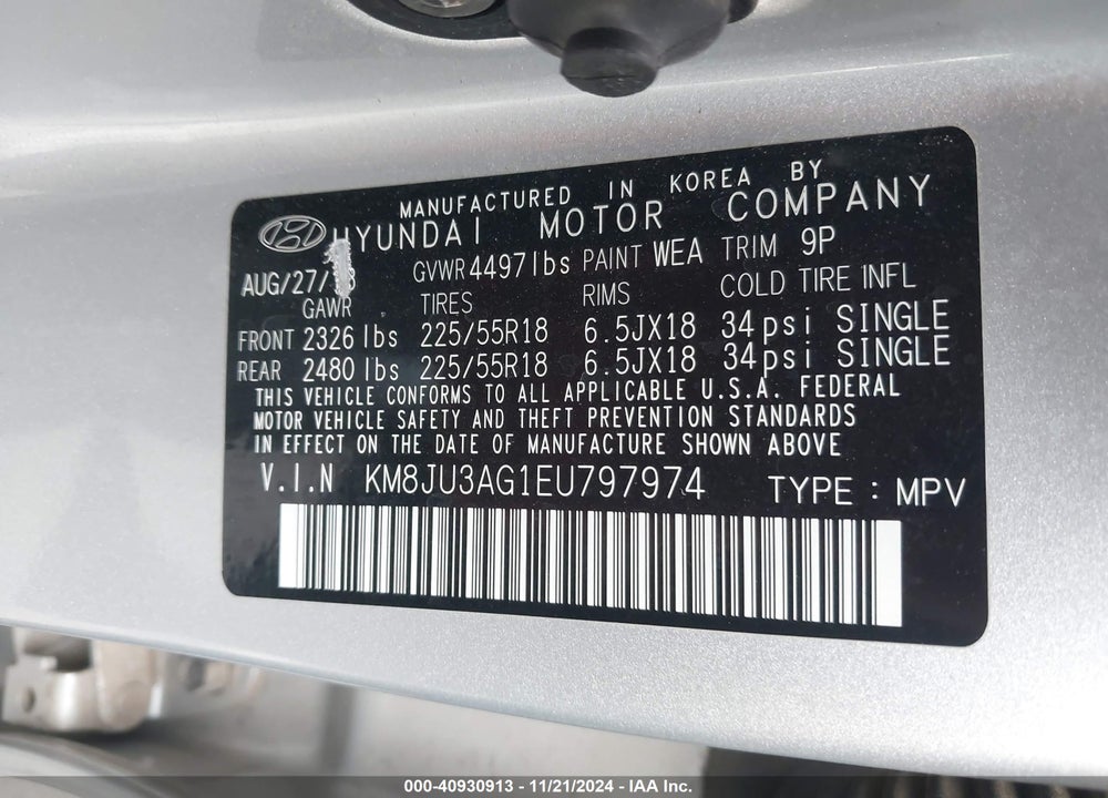 2014 HYUNDAI TUCSON LIMITED VIN: KM8JU3AG1EU797974