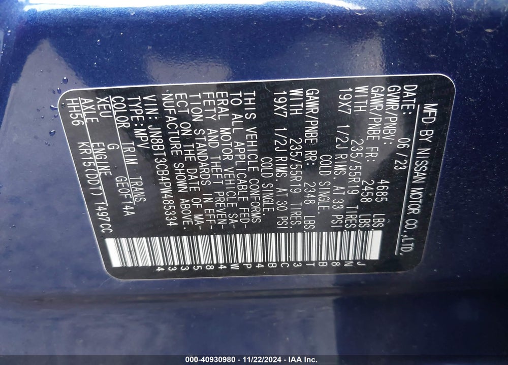 2023 NISSAN ROGUE SL INTELLIGENT AWD VIN: JN8BT3CB4PW485334