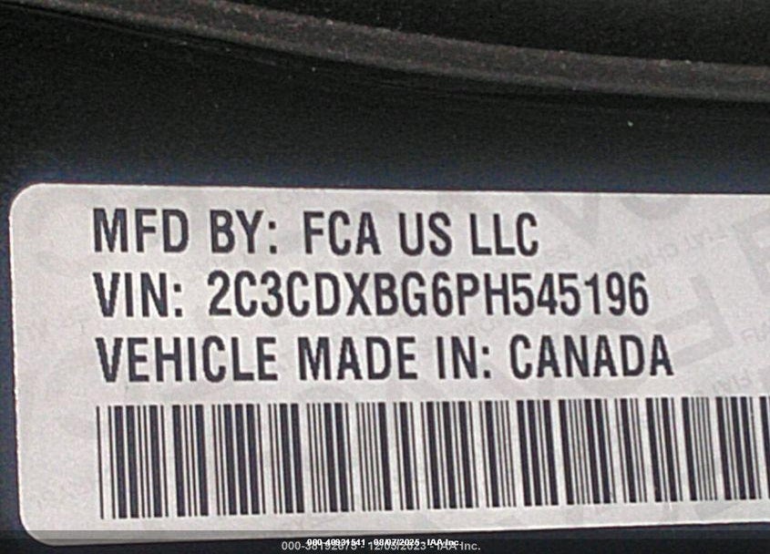 2023 DODGE CHARGER SXT VIN: 2C3CDXBG6PH545196
