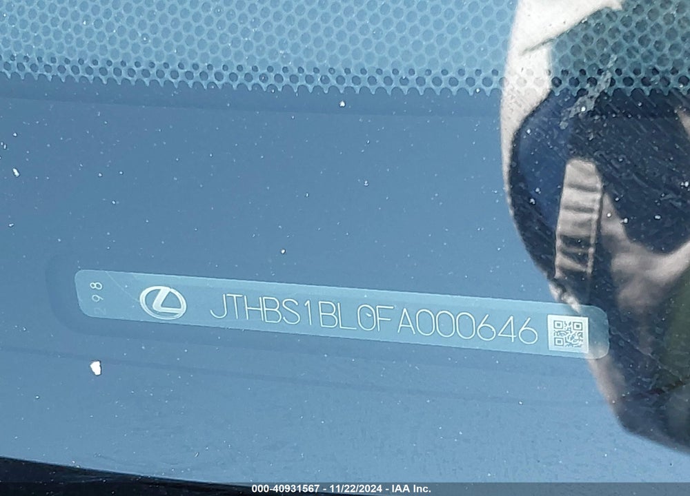 2015 LEXUS GS 450H VIN: JTHBS1BL0FA000646