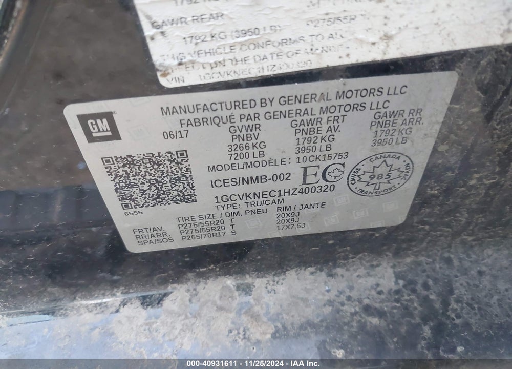 2017 CHEVROLET SILVERADO 1500 LS/WT VIN: 1GCVKNEC1HZ400320