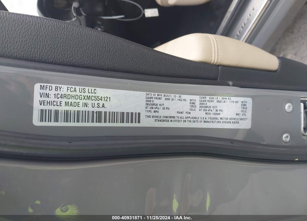 2021 DODGE DURANGO GT PLUS RWD VIN: 1C4RDHDGXMC554121