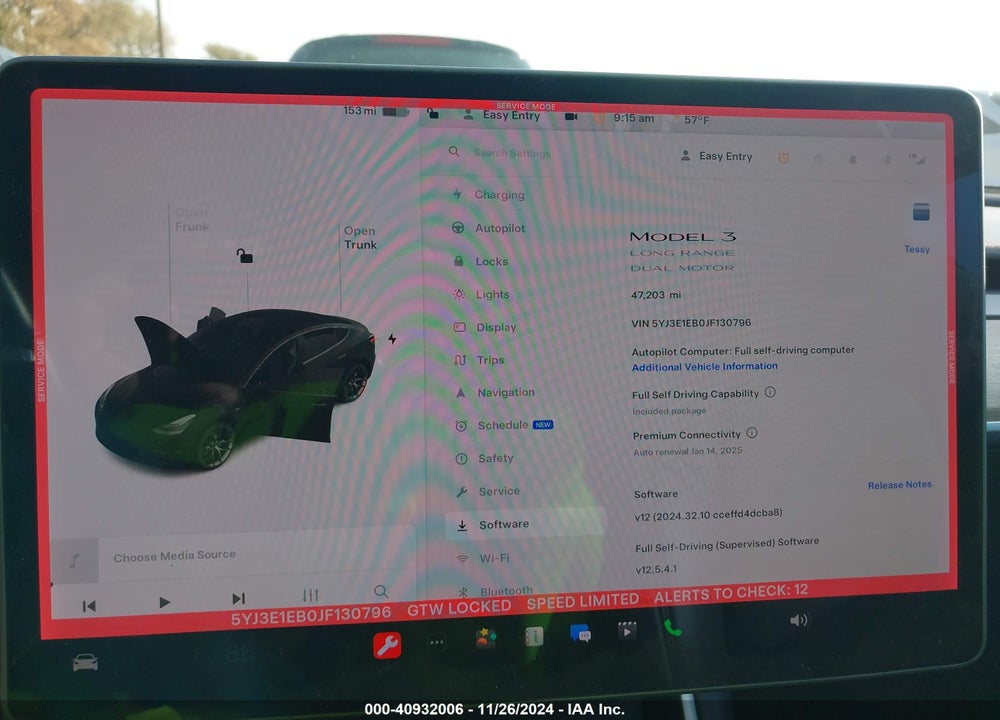 2018 TESLA MODEL 3 LONG RANGE/PERFORMANCE VIN: 5YJ3E1EB0JF130796