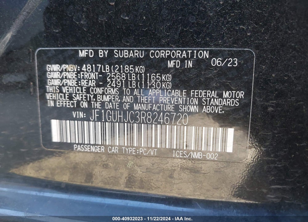 2024 SUBARU IMPREZA RS 5-DOOR VIN: JF1GUHJC3R8246720