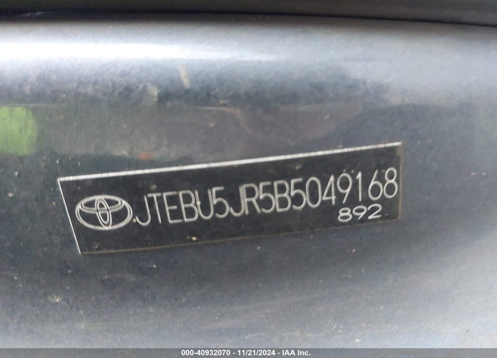 2011 TOYOTA 4RUNNER LIMITED V6 VIN: JTEBU5JR5B5049168