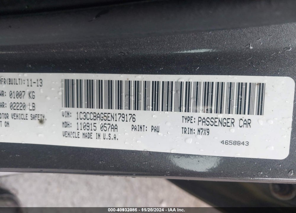 2014 CHRYSLER 200 VIN: 1C3CCBAG5EN179176