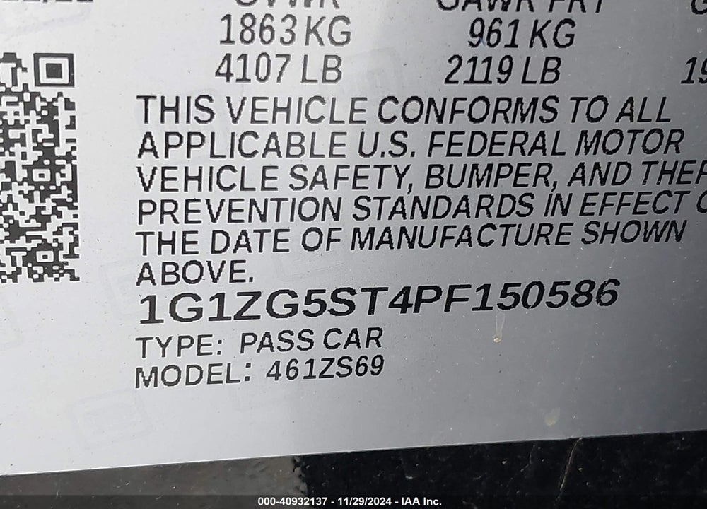 2023 CHEVROLET MALIBU FWD RS VIN: 1G1ZG5ST4PF150586