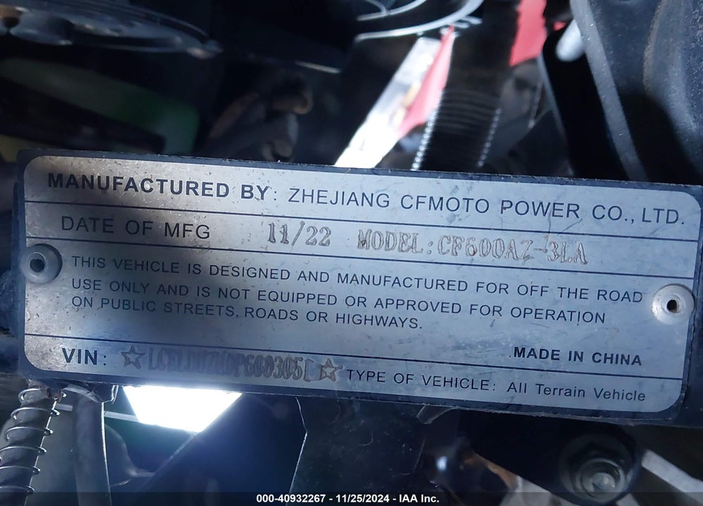2023 CF MOTO CFORCE VIN: LCELDUZM0P6003051