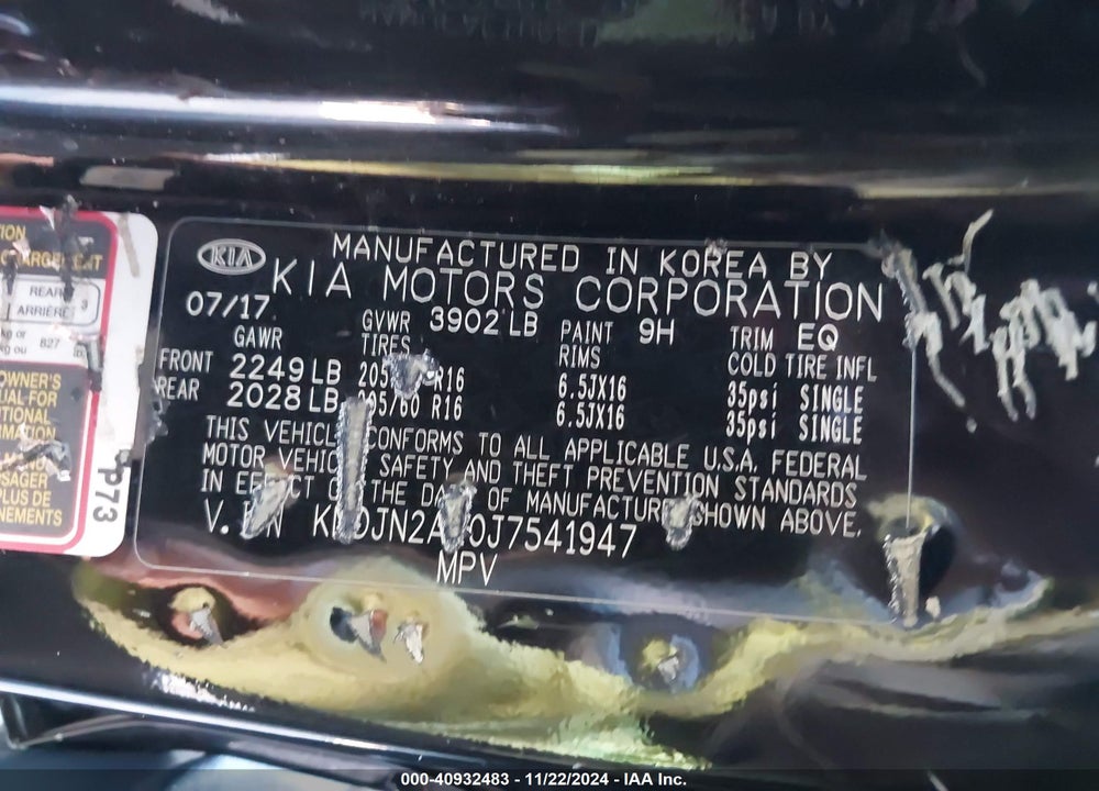 2018 KIA SOUL VIN: KNDJN2A20J7541947