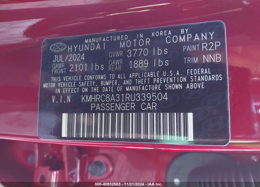 2024 HYUNDAI VENUE SEL VIN: KMHRC8A31RU339504