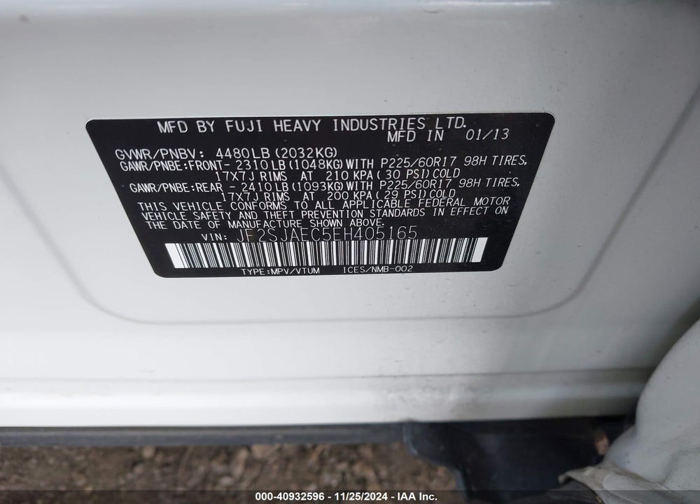 2014 SUBARU FORESTER 2.5I PREMIUM VIN: JF2SJAEC5EH405165