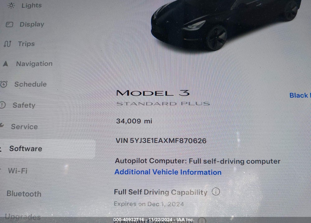 2021 TESLA MODEL 3 STANDARD RANGE PLUS REAR-WHEEL DRIVE VIN: 5YJ3E1EAXMF870626