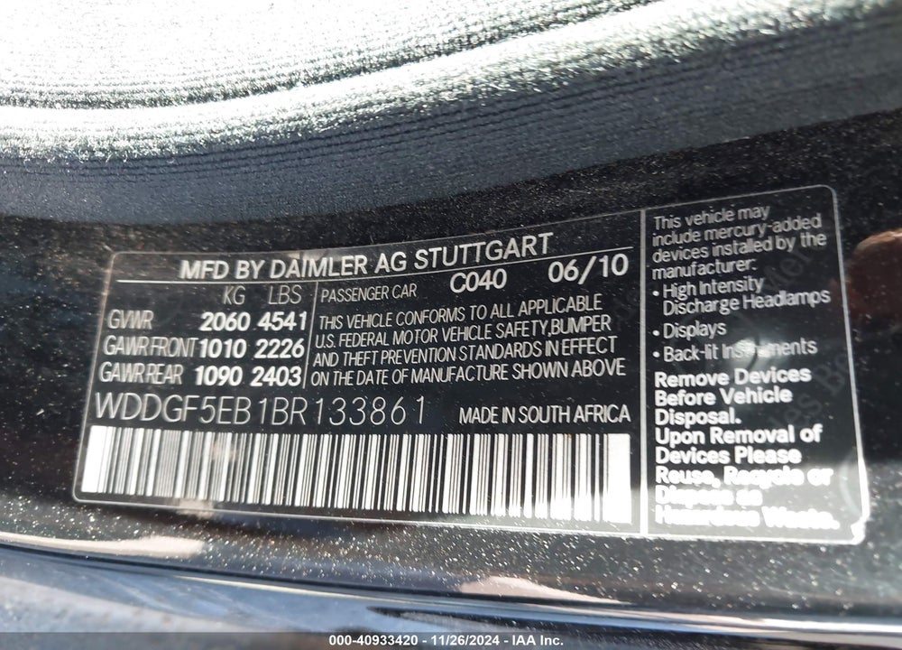 2011 MERCEDES-BENZ C 300 LUXURY/SPORT VIN: WDDGF5EB1BR133861