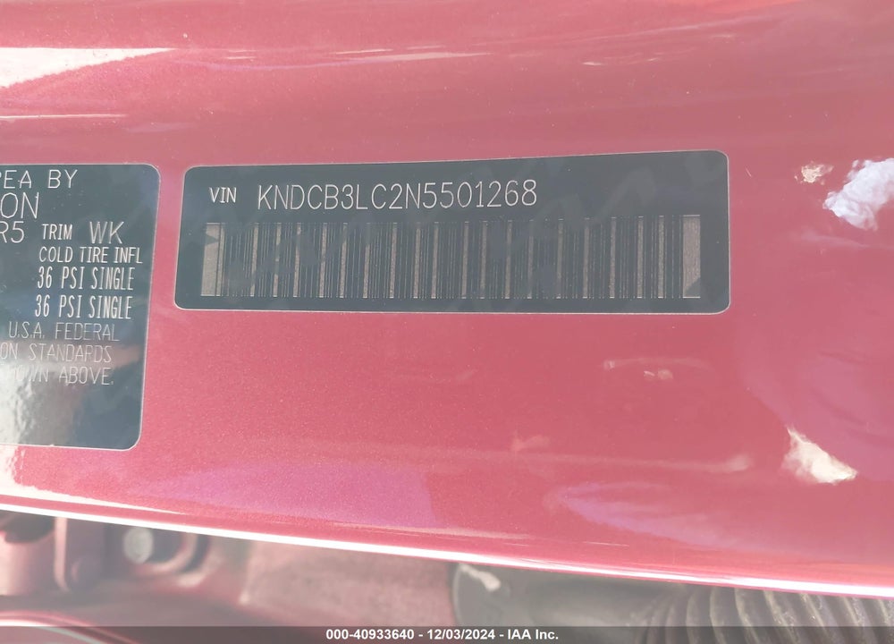 2022 KIA NIRO LX VIN: KNDCB3LC2N5501268