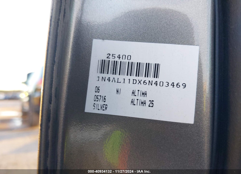 2006 NISSAN ALTIMA 2.5 S VIN: 1N4AL11DX6N403469