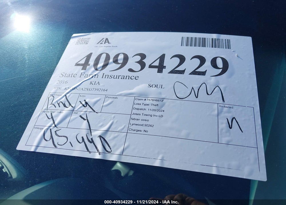 2016 KIA SOUL VIN: KNDJN2A2XG7392164