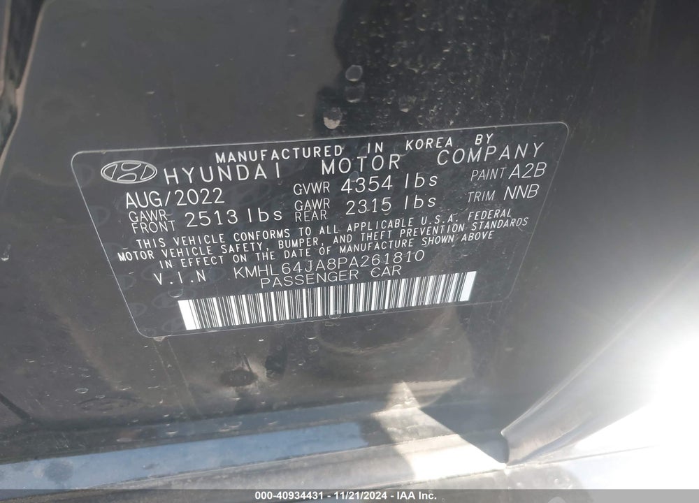 2023 HYUNDAI SONATA SEL VIN: KMHL64JA8PA261810