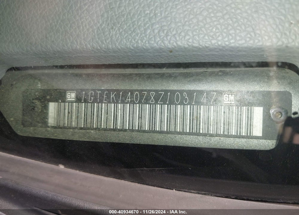 2008 GMC SIERRA 1500 SLE1 VIN: 1GTEK14078Z103147